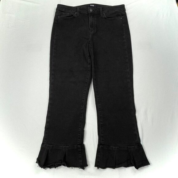 PAIGE Rafaela Raw Ruffled Hem Joannie No Whiskers Black - Picture 2 of 14